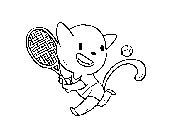 Disegno di Gatto tenis da Colorare