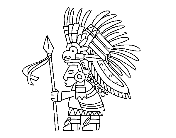 Disegno di Guerriero azteco da Colorare