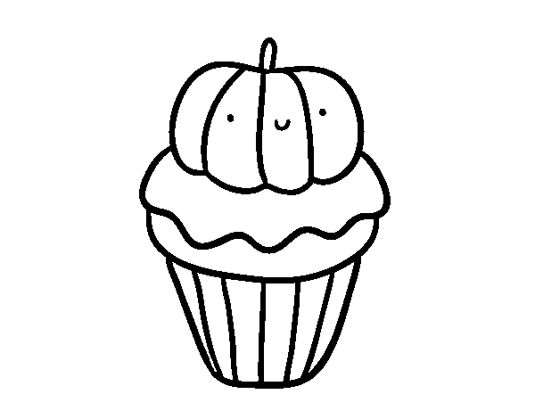 Disegno di Halloween cupcake da Colorare