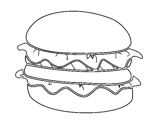 Disegno di Hamburger con lattuga da Colorare