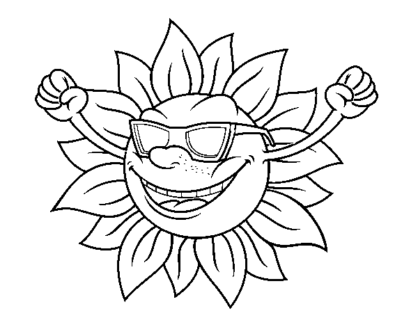 Disegno di Il sole con occhiali da sole da Colorare