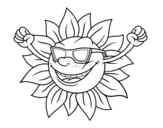 Disegno di Il sole con occhiali da sole da colorare
