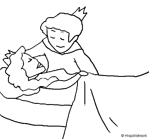 Disegno di La principessa addormentata e il principe  da Colorare