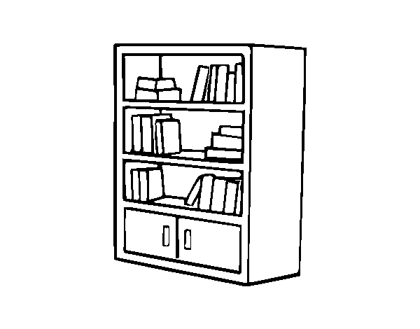 Disegno di Libreria con cassetti da Colorare