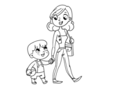 Dibujo de Madre che cammina con un bambino