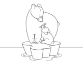 Disegno di Mamma orso con il figlio da colorare