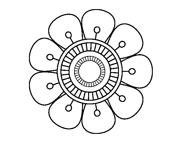 Disegno di Mandala a forma di fiore da Colorare
