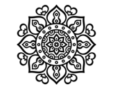 Disegno di Mandala cuori arabi da colorare