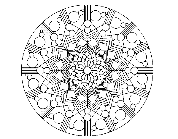 Disegno di Mandala fiore con cerchio da Colorare