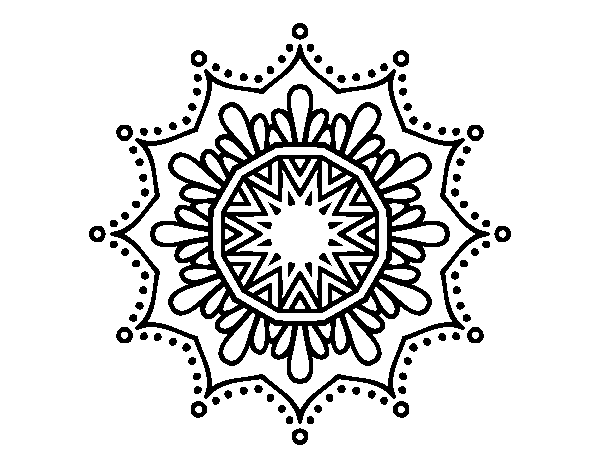 Disegno di Mandala fiore de neve da Colorare