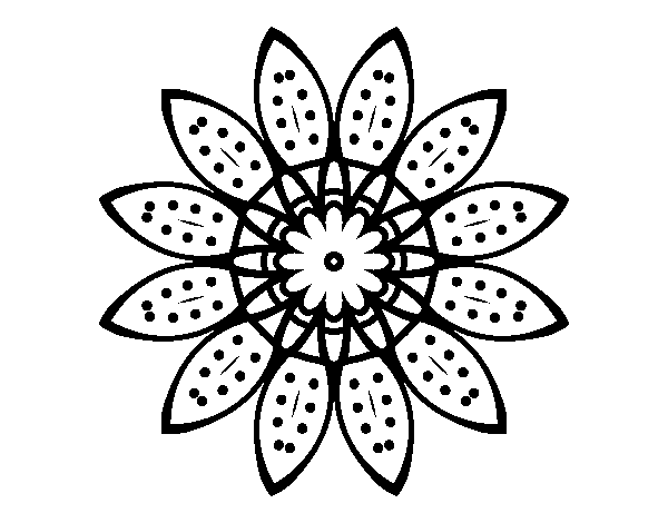Disegno di Mandala fiori con petali da Colorare