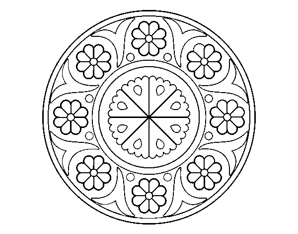 Disegno di Mandala fiorito da Colorare