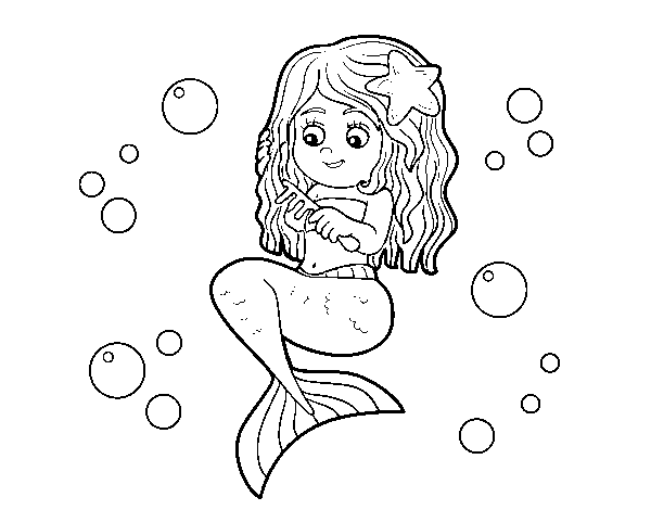 Disegno di Mermaid a pettinarsi i capelli da Colorare