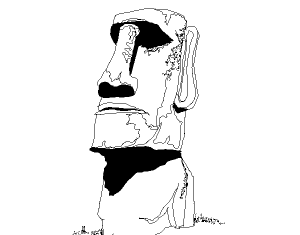 Disegno di Moai dell'isola di Pasqua da Colorare