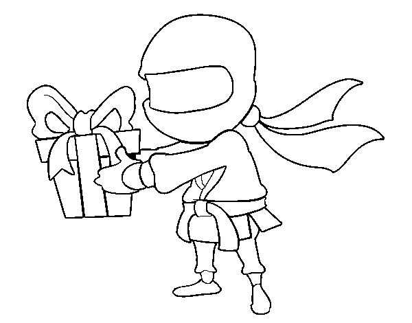 Disegno di Ninja con un regalo da Colorare