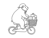 Disegno di Orso ciclista da colorare