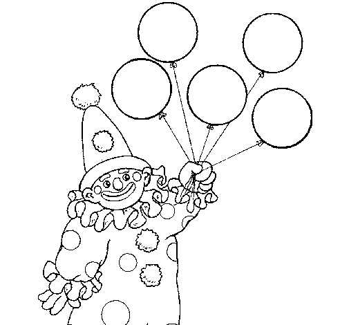 Disegno di Pagliaccio con palloncini  da Colorare
