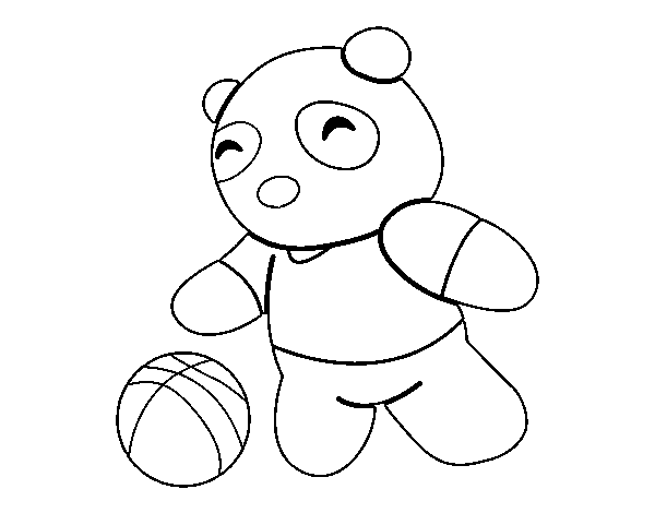Disegno di Panda con pallone da Colorare