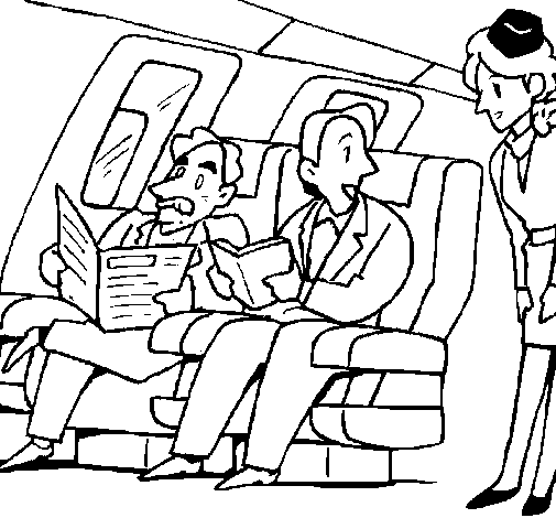 Disegno di Passeggeri nell'aereo  da Colorare