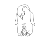 Disegno di Pinguino con il suo bambino da colorare