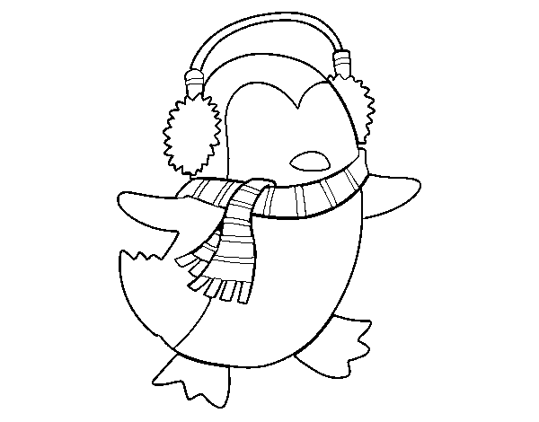 Disegno di Pinguino con la sciarpa da Colorare