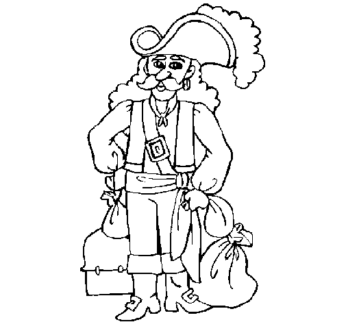 Disegno di Pirata con il bottino  da Colorare
