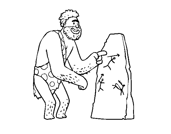 Disegno di Pitture rupestri uomo preistorico da Colorare