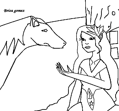 Disegno di Principessa e cavallo da Colorare