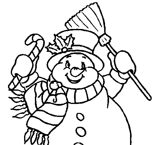 Disegno di Pupazzo di neve con la sciarpa da Colorare