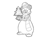 Dibujo de Pupazzo di neve con l'albero di Natale