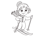 Disegno di Ragazza con gli sci da colorare