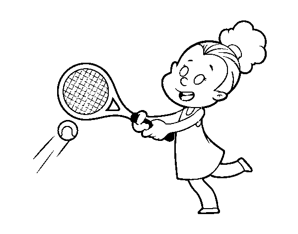 Disegno di Ragazza giocando a tennis da Colorare