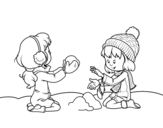 Disegno di Ragazze che giocano con la neve da colorare