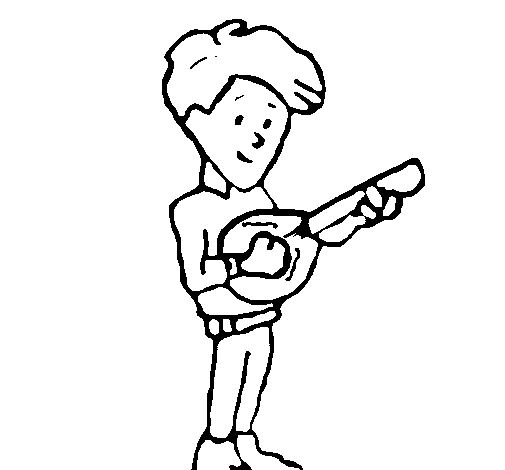 Disegno di Ragazzo con il mandolino  da Colorare