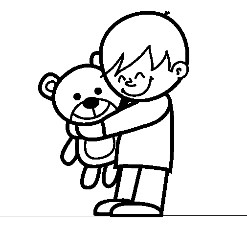 Disegno di Ragazzo con teddy da Colorare