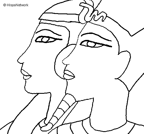 Disegno di Ramses e Nefertiti da Colorare