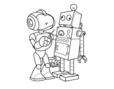 Disegno di Robot che organizza robot da colorare