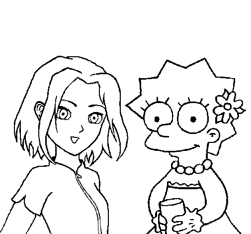 Disegno di Sakura e Lisa da Colorare