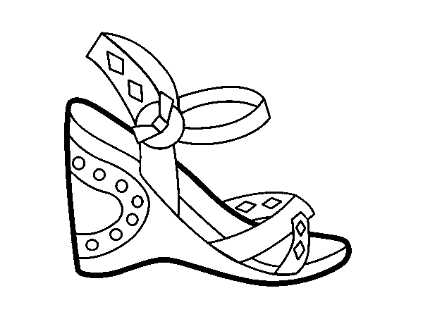 Disegno di Sandalo con cuneo da Colorare