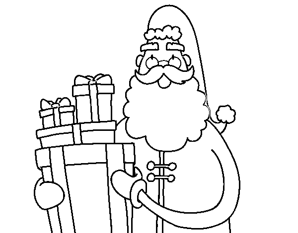 Disegno di Santa Claus con i regali da Colorare