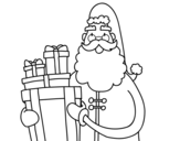 Disegno di Santa Claus con i regali da colorare