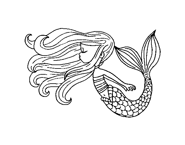 Disegno di Sirena galleggiante da Colorare