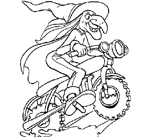 Disegno di Strega in motocicletta  da Colorare