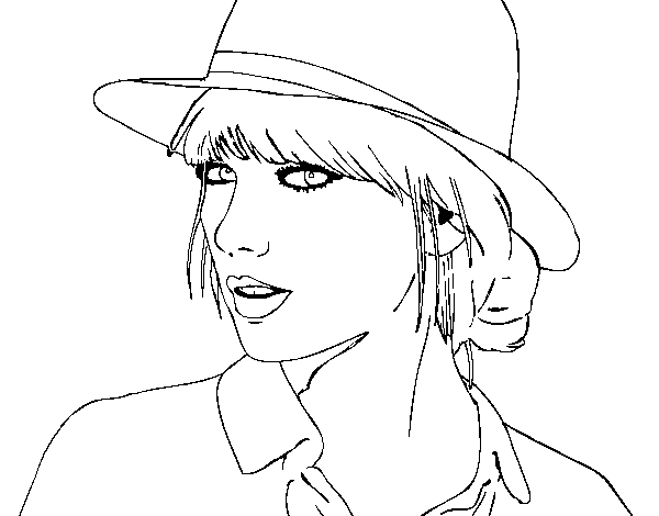 Disegno di Taylor Swift con il cappello da Colorare