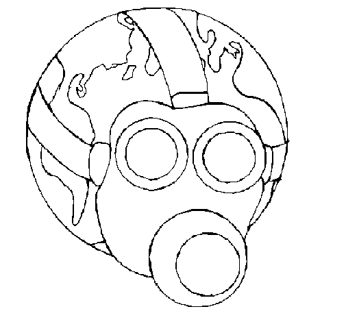 Disegno di Terra con maschera anti-gas  da Colorare