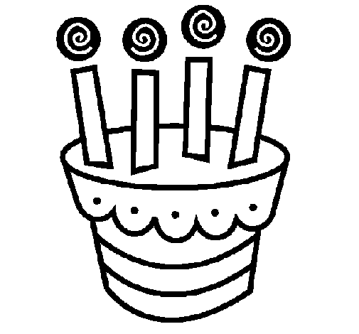 Disegno di Torta con candeline  da Colorare