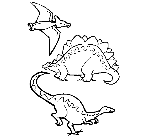 Disegno di Tre specie di dinosauri  da Colorare