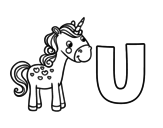 Disegno di U di Unicorno da colorare