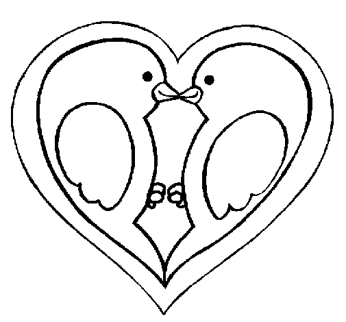 Disegno di Uccellini innamorati  da Colorare