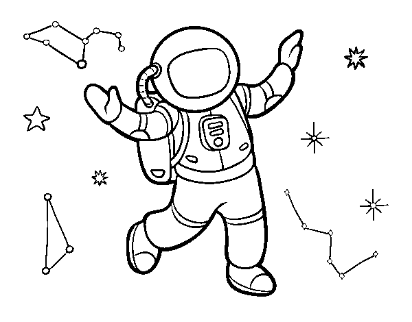 Disegno di Un astronauta nello spazio stellare da Colorare